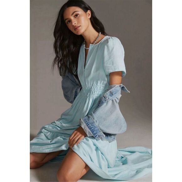 NWOT‎ Anthropologie Light Blue "The Somerset" Maxi Dress Women’s small - Picture 2 of 8